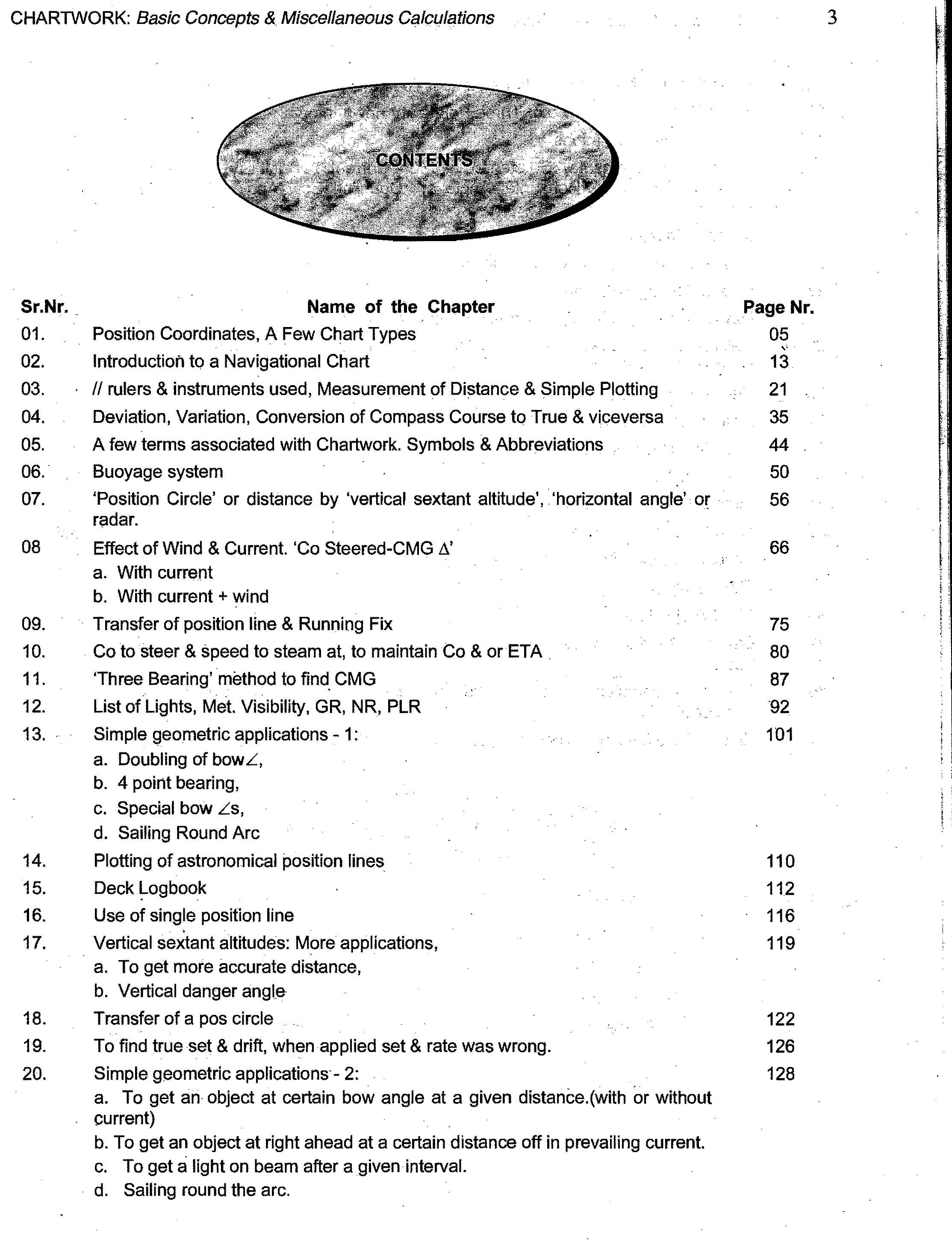 Chartwork Basic Concepts & Miscellaneous Calculations