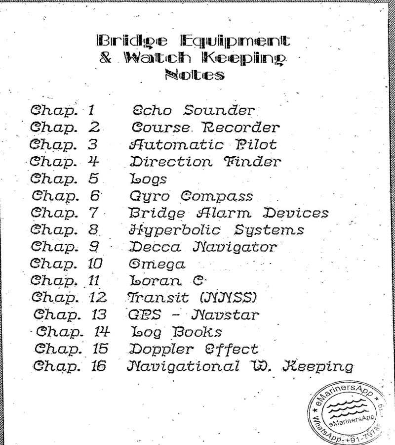Bridge Equipment & Watchkeeping Notes
