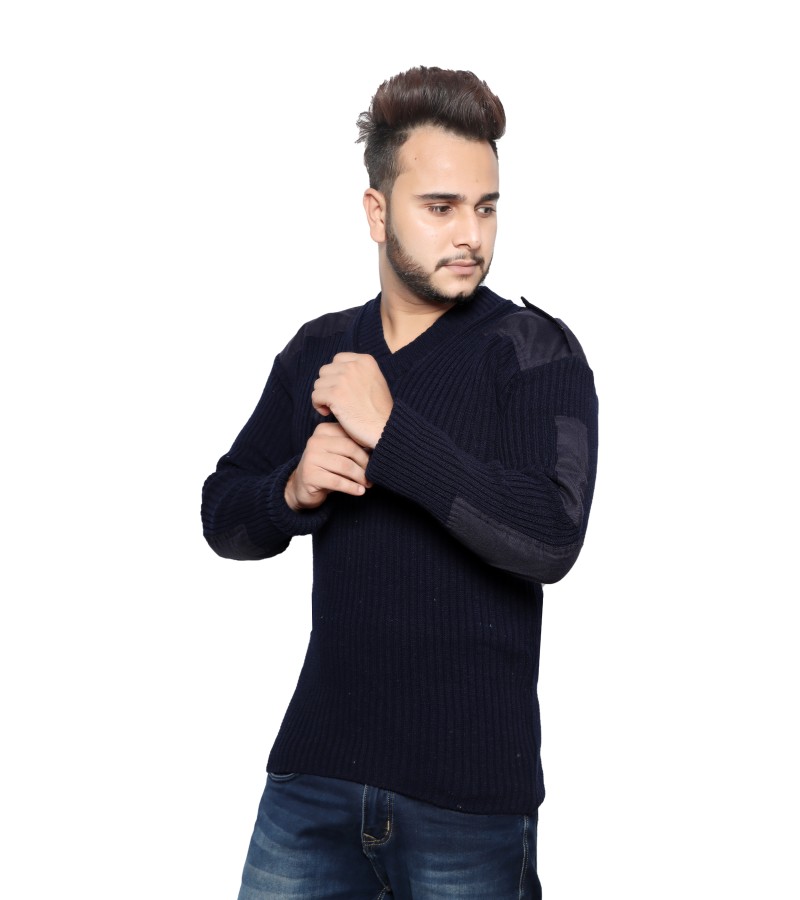 Uniform Blue Sweater With Rank Stripes