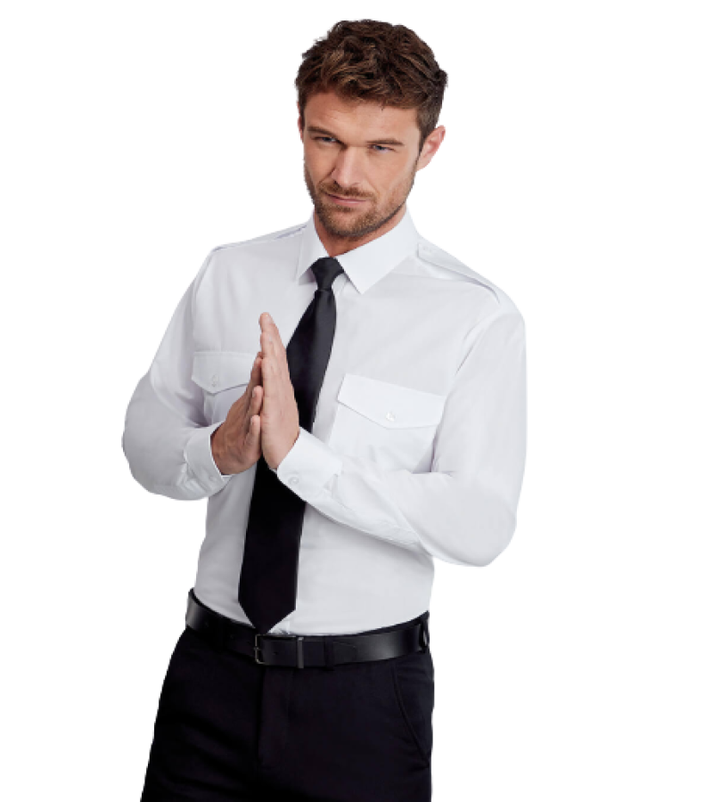 White Uniform Full Shirt With Both Side Pocket Flaps