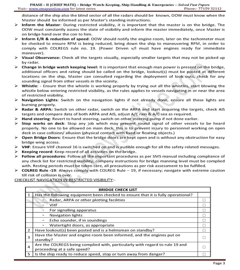 Bridge Watch Keeping Ship Handling & Emergencies phase 2