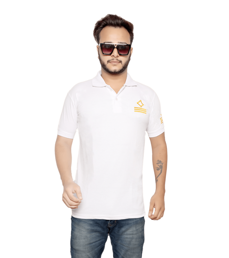 Chief Officer Rank Stripe T shirt White Color