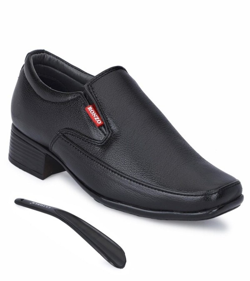 Ronzo Formal Black Synthetic Leather Shoes