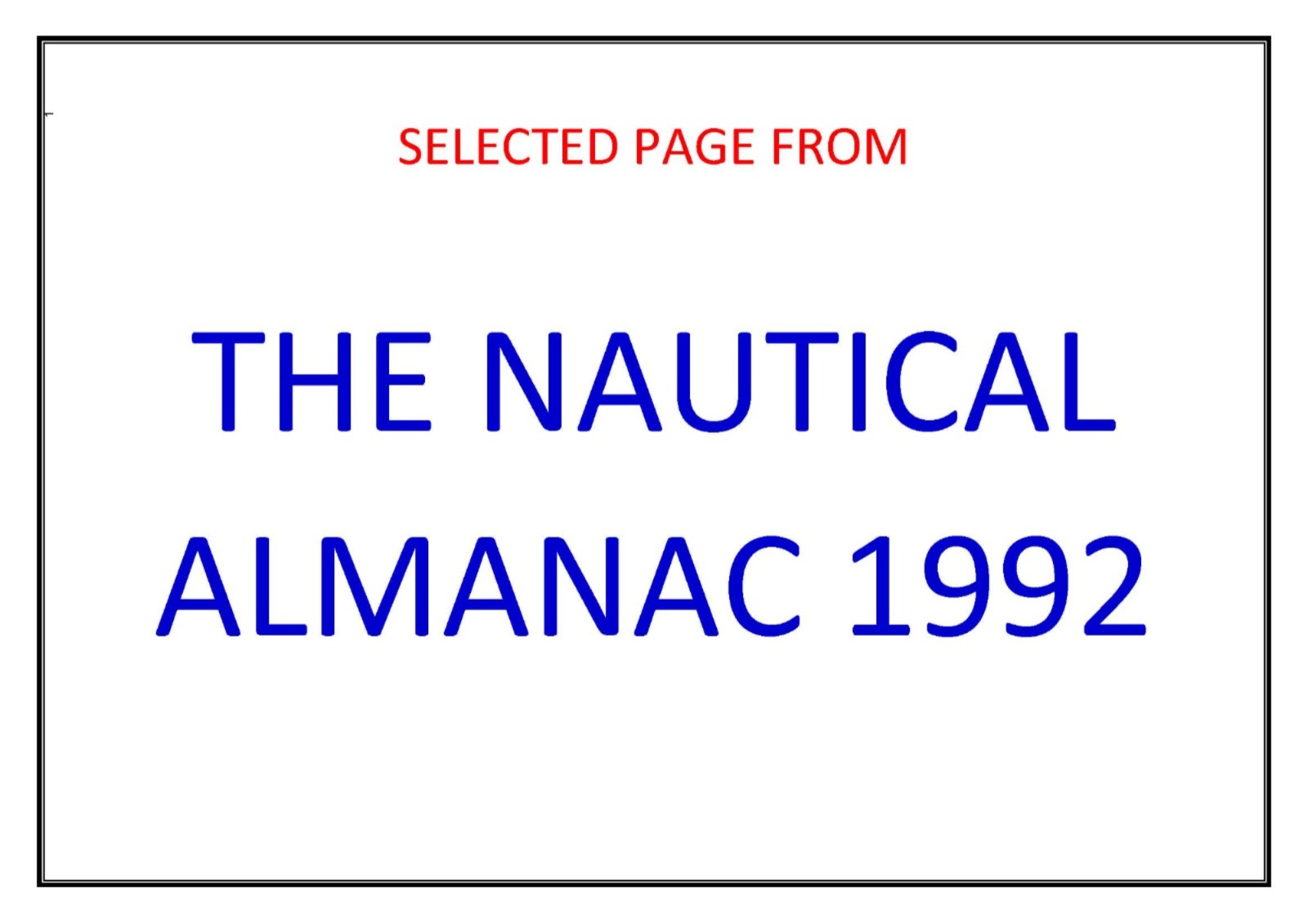 Nautical Almanac 1992 - Xerox Copy