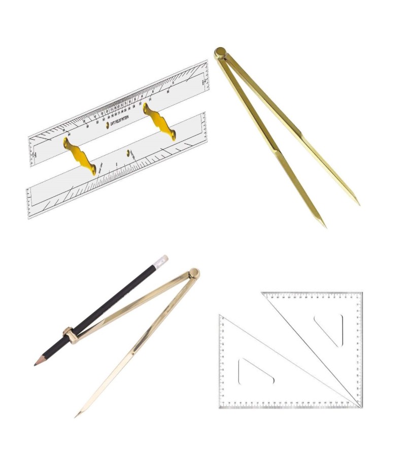 Stationary Combo(Parallel ruler 55 cm + divider + Compass & Set square)