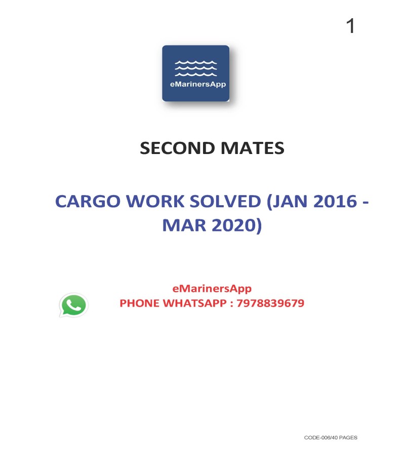 Cargo Work Solved JAN 2016 to MAR 2020 Second Mate Notes (06)