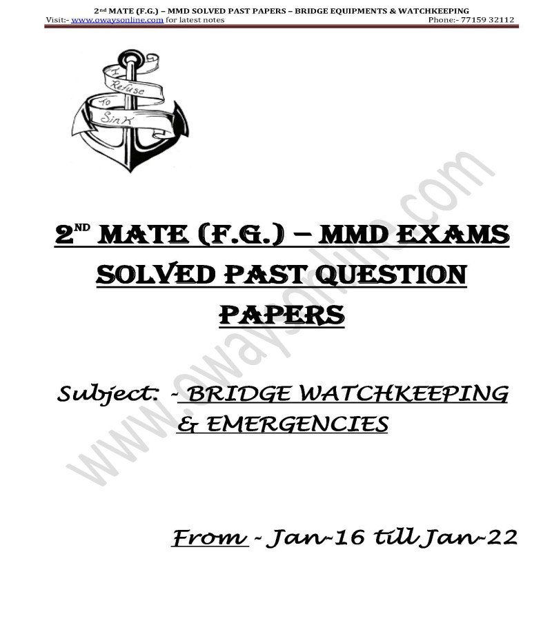 BRIDGE WATCHKEEPING & EMERGENCIES